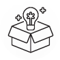 Box with a light bulb icon above, symbolizing creativity and innovative ideas.
