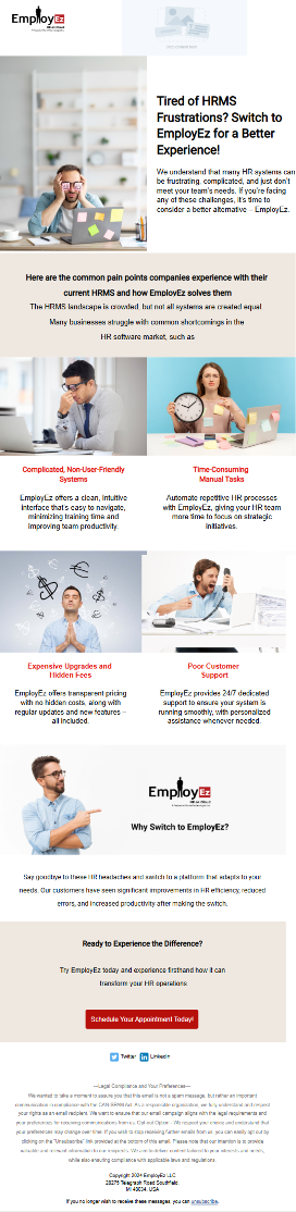 Email design with a friendly user, emphasizing personalized solutions and CTA.